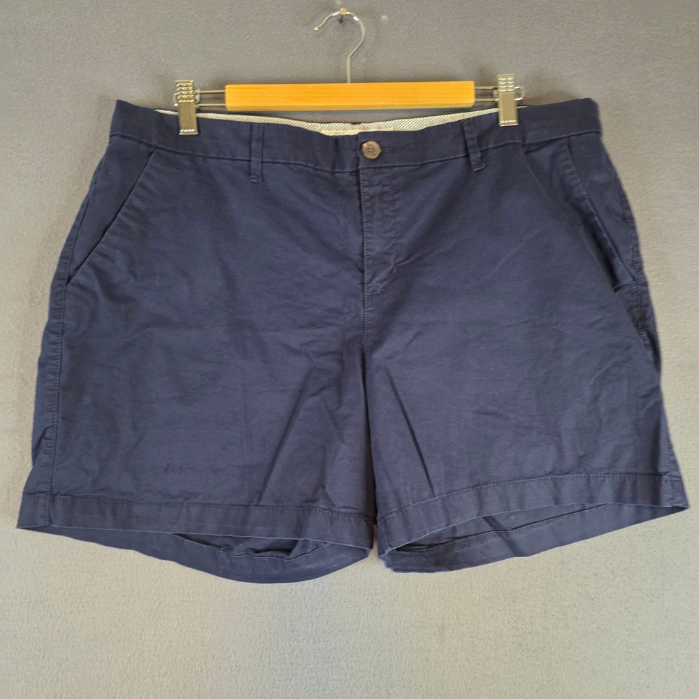 Old Navy Everyday Short Women 16 Navy Blue Cotton Stretch Chino Shorts 5" Inseam